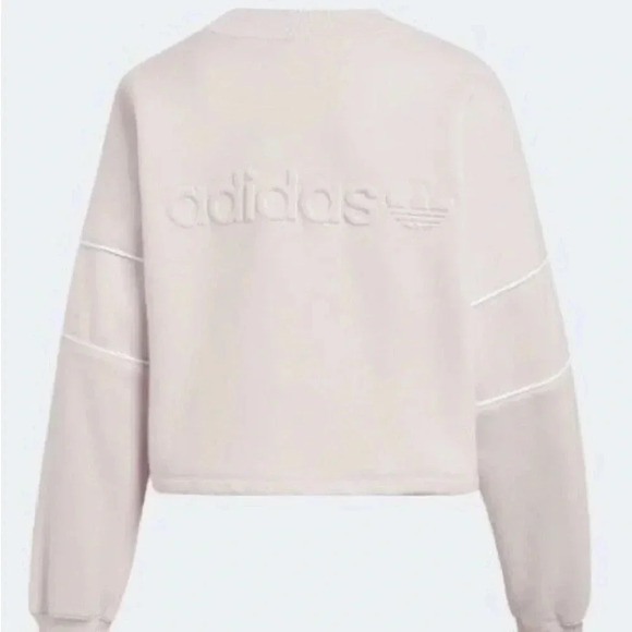 Adidas Cropped Sweatshirt Women's Small Ice Purple Embossed Emblem - Picture 2 of 9